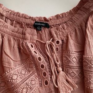 Dusty Rose Pink off the shoulder crop top